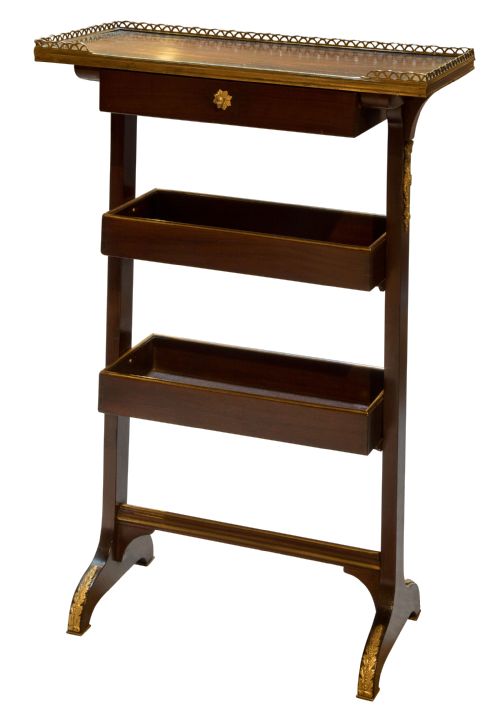 French Brass Mounted Mahogany Work Table