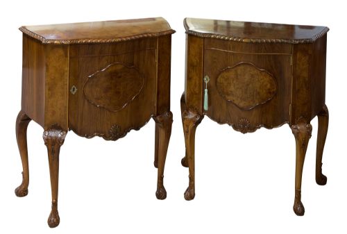 A Pair of Walnut Bedside Tables C1930