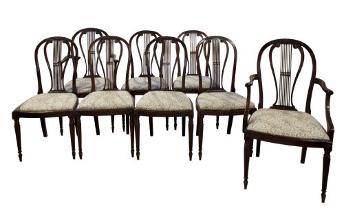Set of 8 Mahogany Hepplewhite Style Dining Chairs