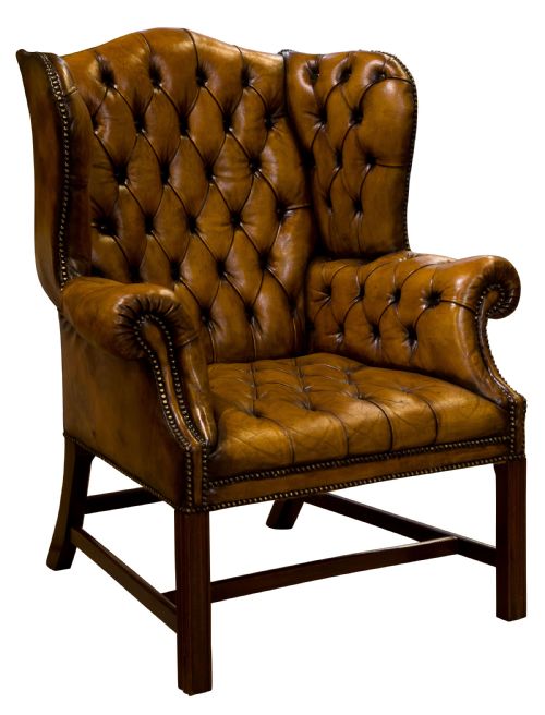 18thc Style Leather Wing Chair C1900