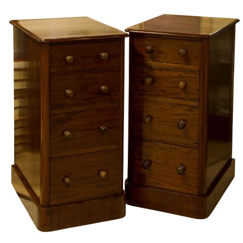 Pair of Mahogany Pedestal Bedside Tables