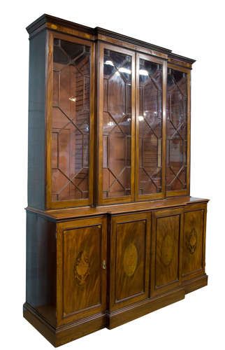 Edwardian Breakfront Bookcase with Inlay