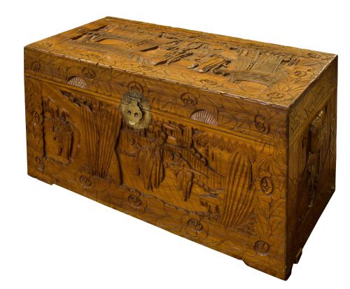 Carved Chinese Camphorwood Chest C1920