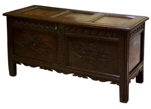 17thc Carved Oak Coffer