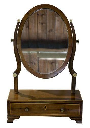 19th Century Mahogany Oval Dressing Table Mirror
