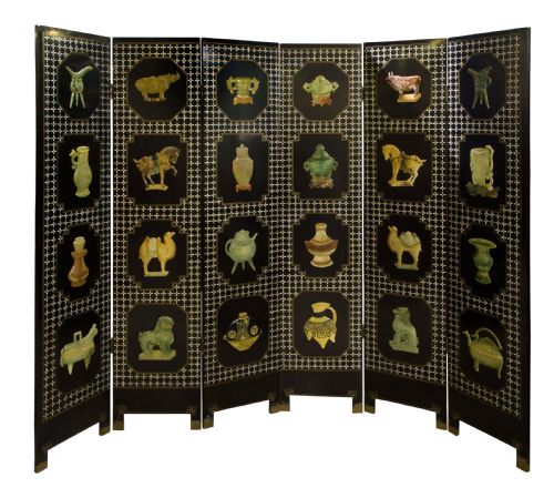 Early 20thc Black Lacquer Screen