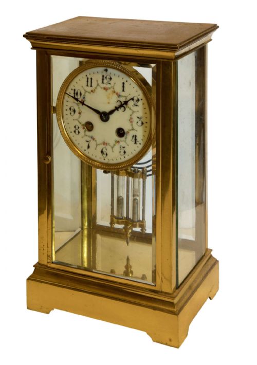 A Late 19th Century 4 Glass Cased 8 Day Mantel Clock