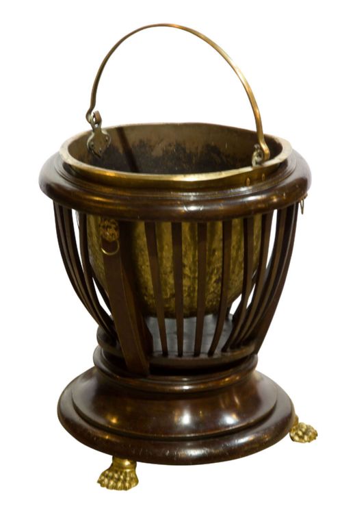 19thc Mahogany Basket with Brass Liner.