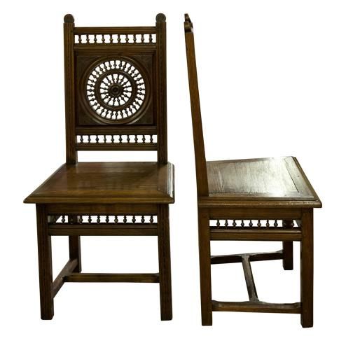 
A Pair of Fruitwood Hall Chairs Circa 1880