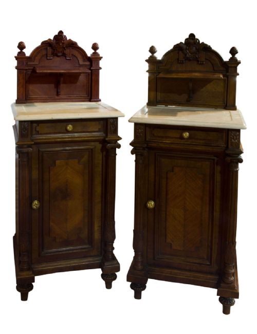 A Pair of Continental 19thc Bedside Cupboards