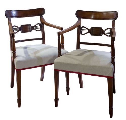 A Pair of Geo III Mahogany Elbow Chairs