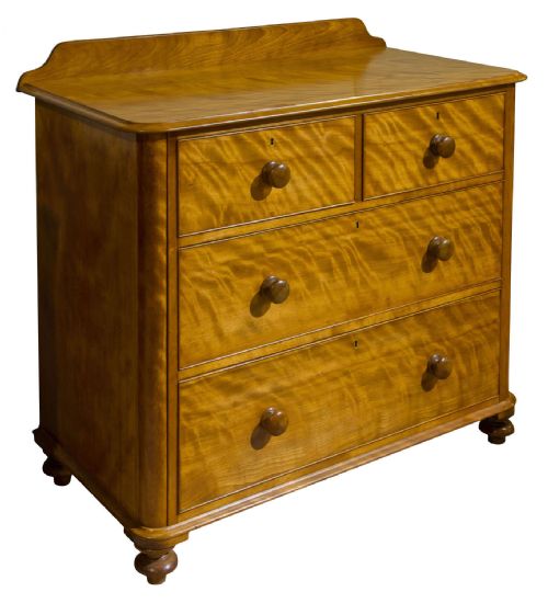 A Victorian Birch Satinwood Chest of Drawers