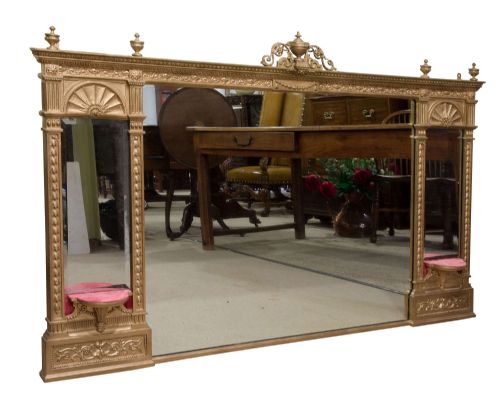 A Large Giltwood & Gesso Over Mantle Mirror