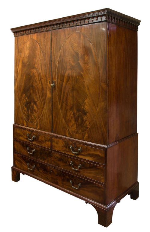 George III Mahogany Linen Press