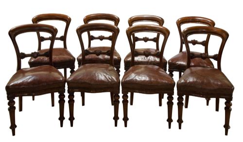 Set of 8 Good Quality Victorian Mahogany Balloon-back Dining Chairs