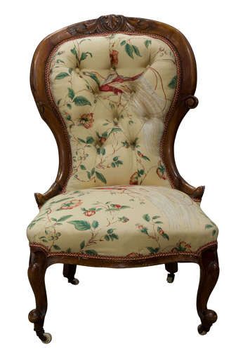 A Victorian Walnut Framed Nursing Chair and Cabriole Legs