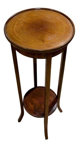 An Edwardian String Inlaid Mahogany Torchere