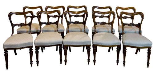 Set of 10 William IV Rosewood Dining Chairs