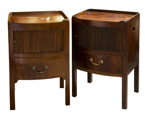 Pair Near of Georgian Mahogany Bow-fronted Commodes