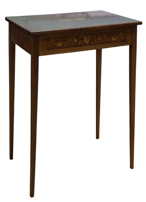 Sheraton Revival Marquetry Inlaid Side Table C1890