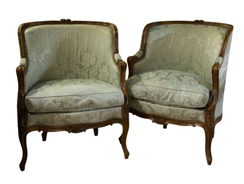 A Pair of Louis Xv Style Tub Bergere Chairs C1900