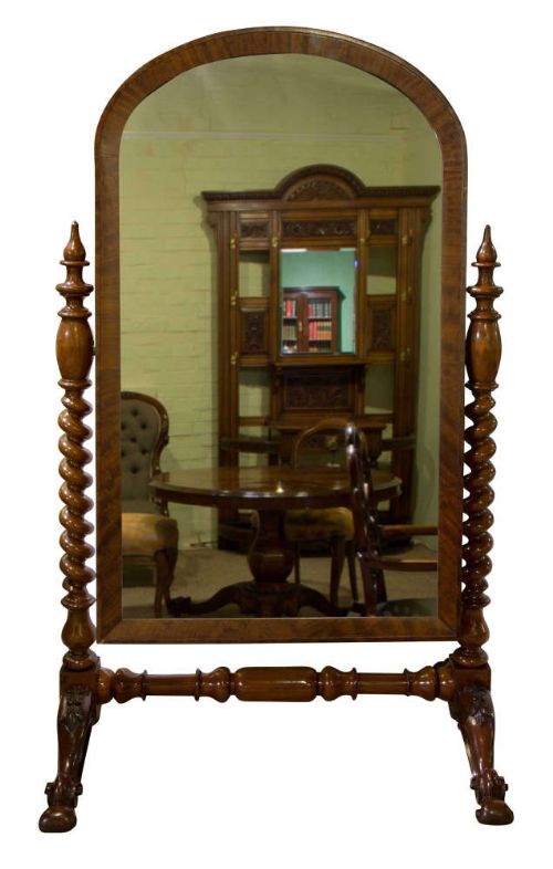 A Victorian Mahogany Cheval Mirror