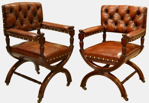 Pair of 19th Century Mahogany Library Chairs