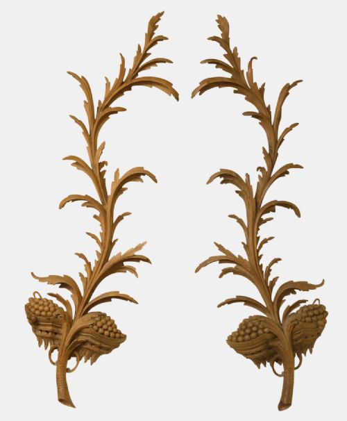 Pair of Carved Limewood George II Style Wall Appliqués