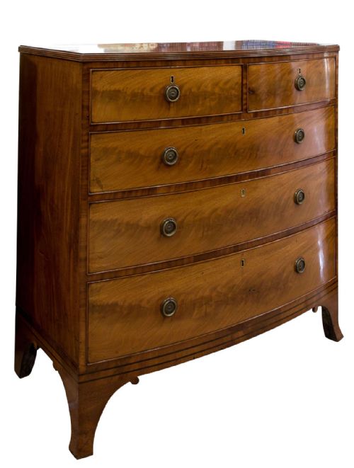 George III Mahogany Bowfront Chest of Drawers C1800