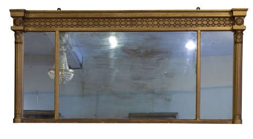Regency Style 3 Glass Over Mantle Mirror Circa 1850