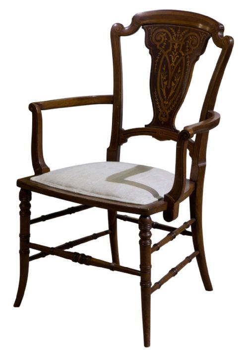 Inlaid Mahogany Bedroom Armchair