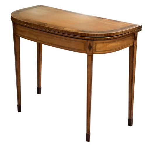 Georgian Satinwood Card Table with D Shaped Hinged Top