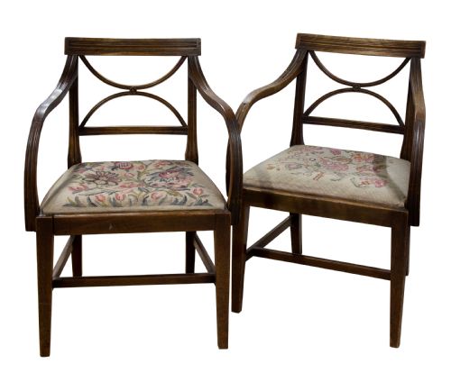Pair of Hepplewhite Period Mahogany Carver Chairs C1780