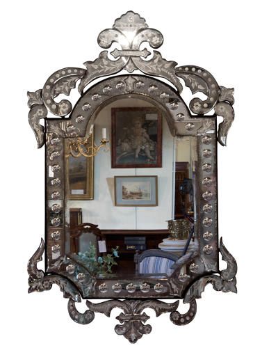 Venetian Etched Border Glass Mirror C1920-30