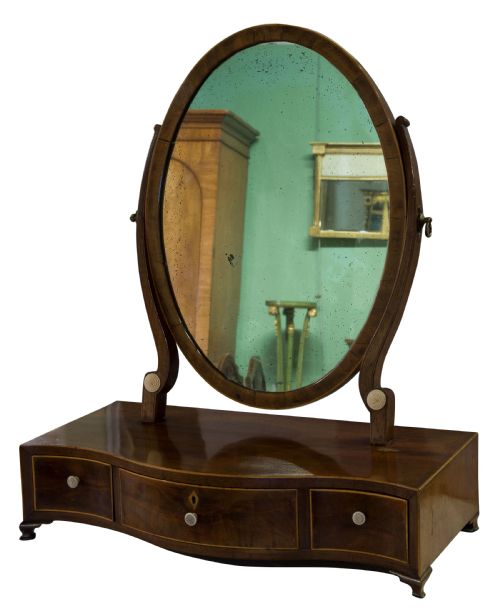 Georgian Mahogany Oval Dressing Table Mirror