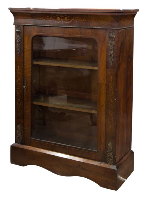 Mid Victorian Walnut and Marquetry Inlaid Side Cabinet