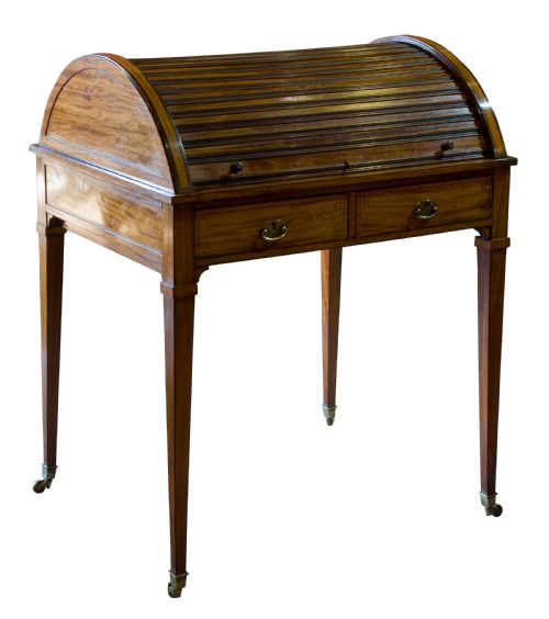A Satinwood Tambour Topped Desk C1890