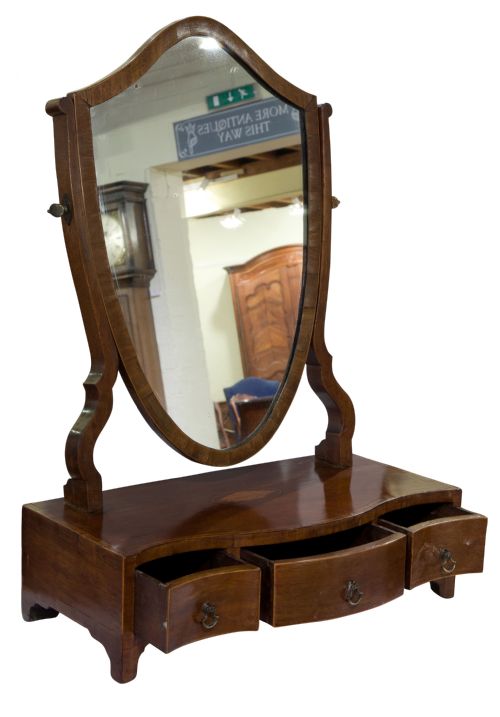 19thc Mahogany and Satinwood Dressing Table Mirror