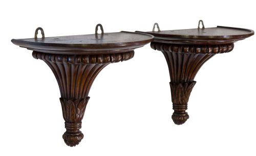 Pair of Carved Mahogany Wall Brackets