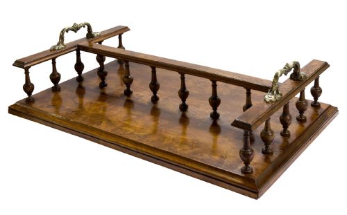 A Victorian Figured Walnut Twin Section Book Tray