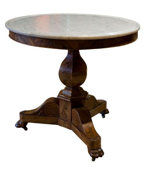 A Good Charles X Gueridon with White Marble Top