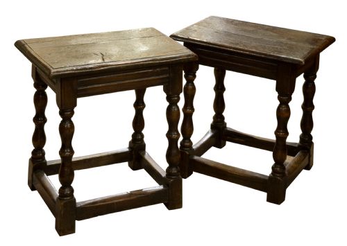A Pair of 17thc Style Oak Stools