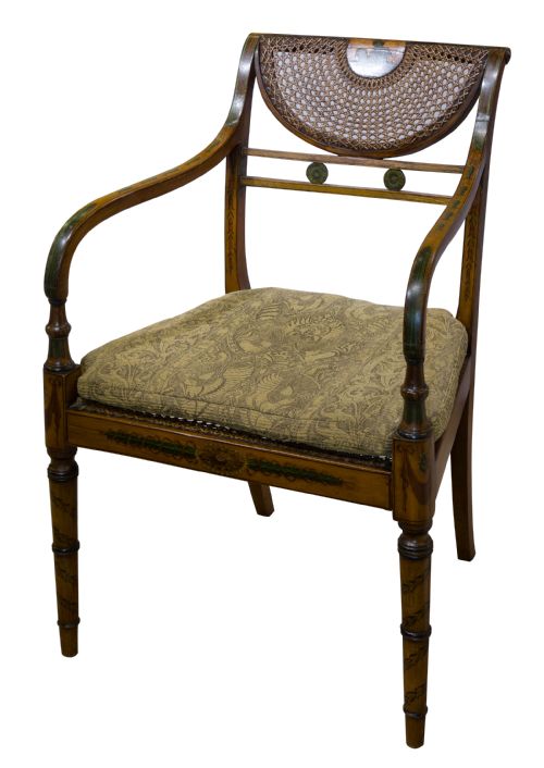 Regency Period Satom Birch & Caned Salon Armchair