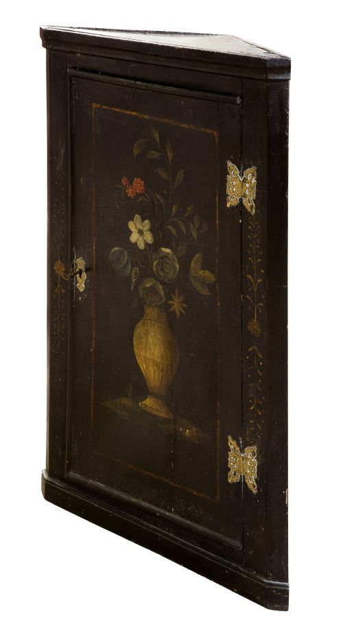 Rare Early Georgian Decorated Corner Cupboard