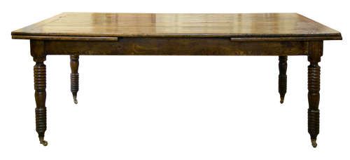 Mid 19thc French Elm Draw Leaf Table