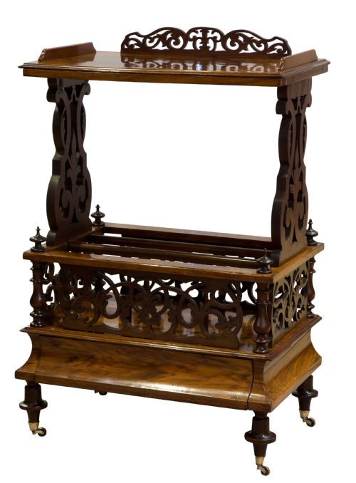 A Victorian Figured & Burr Walnut Canterbury