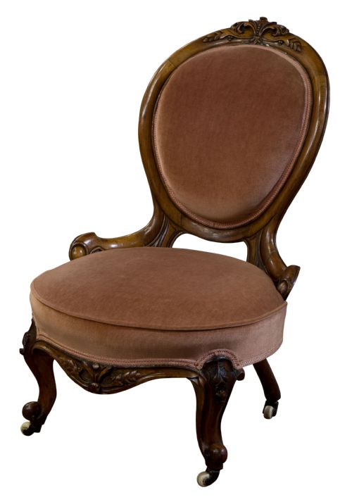 Walnut Framed Balloon Back Ladies Chair