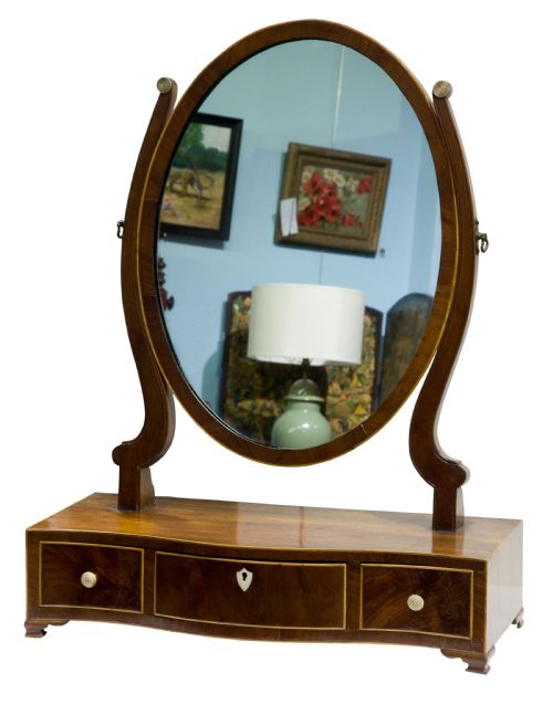 A Georgian Oval Mahogany Dressing Table Mirror