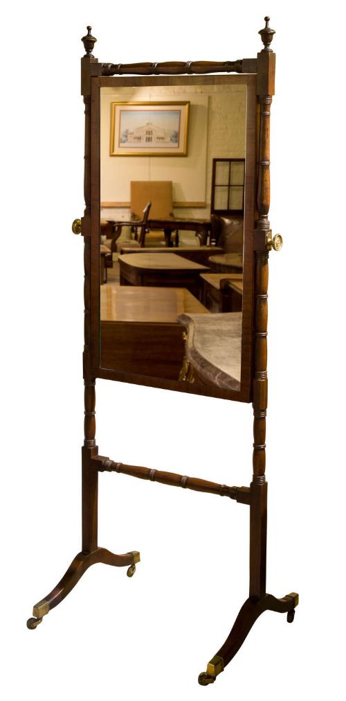 Early Regency Mahogany Cheval Mirror