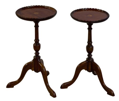 A Pair of Edwardian Mahogany and Satinwood Tables